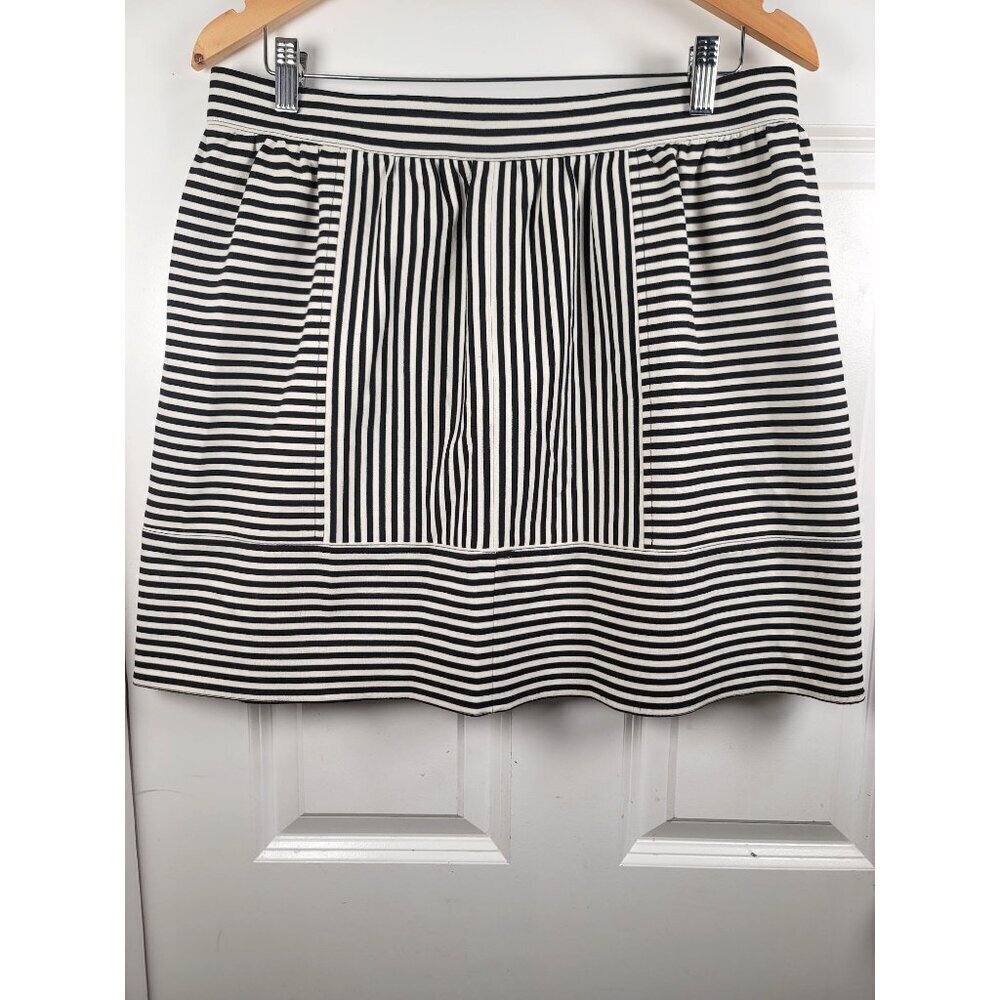 Madewell Striped Mini Skirt Womens 12 Black White Ponte Knit Fstival Casual